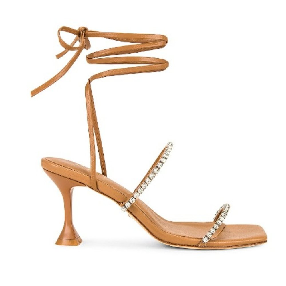 RAYE Roo Leather Heel Sandal in Dark Tan 10 Square Toe